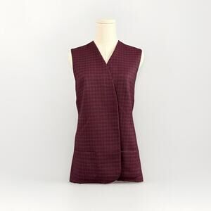 Handmade Tweed Vest M Classic Prep 90s Clueless Dark Academia Maroon Check